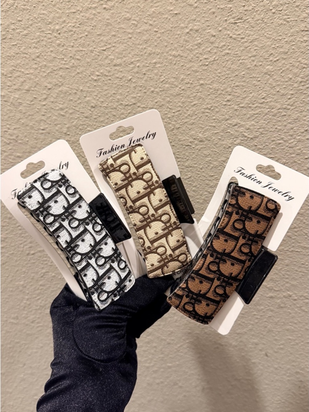 Designer Fashion Monogram Patterned Hair Claws - You Pick One Color